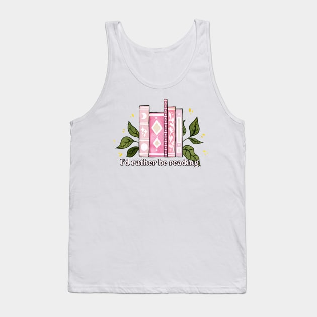 I'd rather be reading - pink text Tank Top by Ellen Wilberg